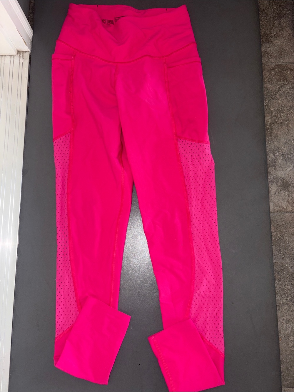 Victoria's Secret Bright Pink Girls' Active Leggings with Mesh Insets